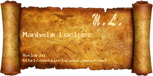 Manheim Luciusz névjegykártya